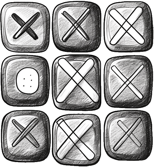 Hand-drawn Tic-Tac-Toe game logo